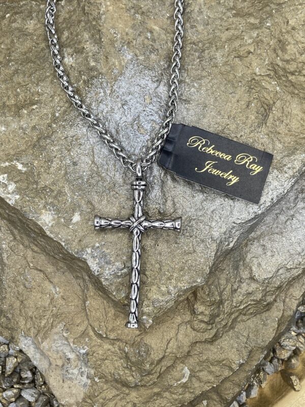 03027- Silver Twisted Cross Necklace; Suggested Retail: $14.00-16.00