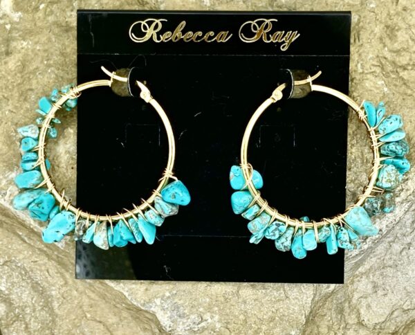 03322-Turquoise Hoop Earrings; Suggested Retail $12.50-14.00