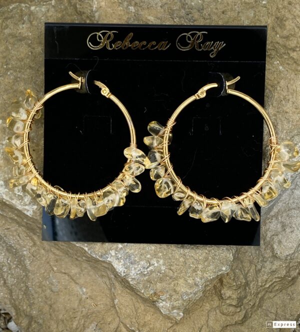 03324- Citrine Hoop Earrings; Suggested Retail $14.00-18.00