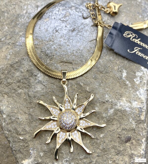 03574- Crystal Sun Necklace: $18.00-22.00