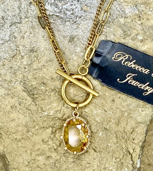 03564- Citrine Crystal Toggle Necklace; Suggested Retail: $16.00-18.00