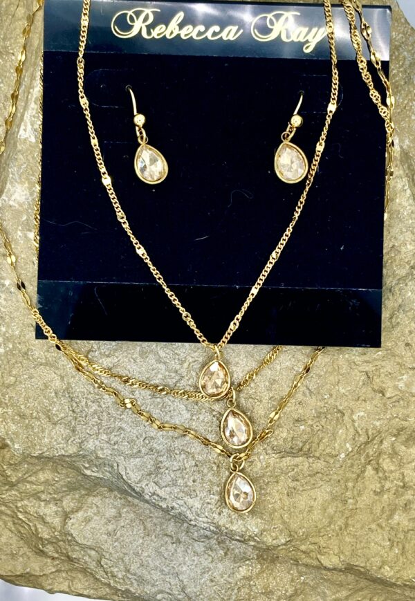 03501- Lt Topaz Triple Layered Teardrop Set; Suggested Retail: $22.50-26.00 - Image 2