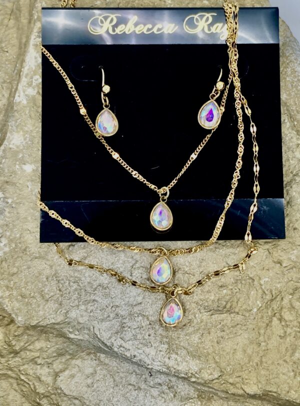 03503- Aurora Borealis Triple Layered Teardrop Set; Suggested Retail: $22.50-26.00 - Image 2