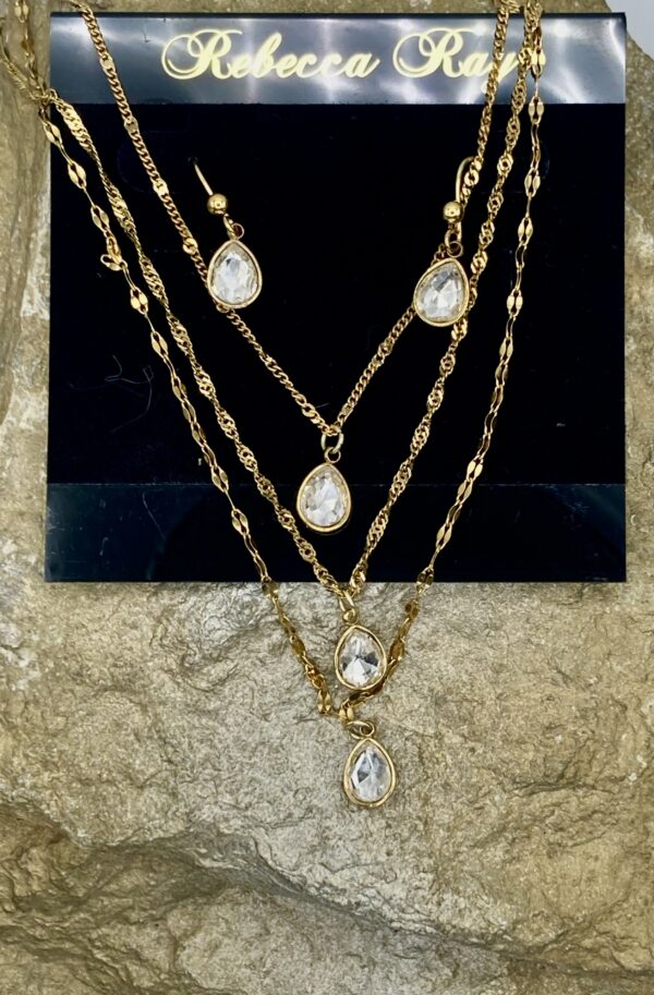 03505- Clear Triple Layered Teardrop Set; Suggested Retail: $22.50-26.00