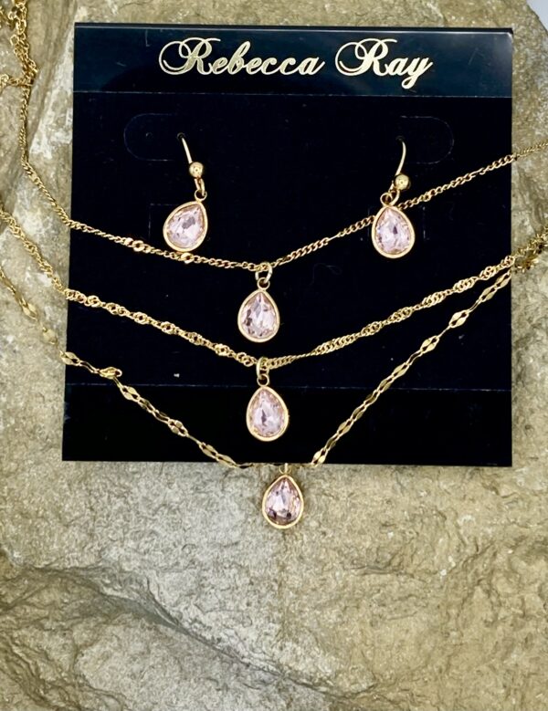 03504- Rose Triple Layered Teardrop Set; Suggested Retail: $22.50-26.00 - Image 2