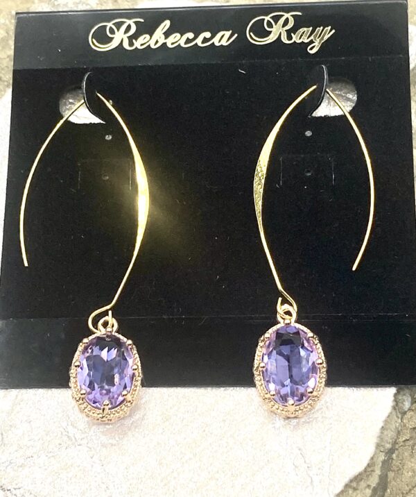 03553- Amethyst Crystal Pronged Earring; Suggested Retail: $14.00-18.00 - Image 3