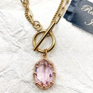 03566-Pink Crystal Toggle Necklace; Suggested Retail: $16.00-18.00