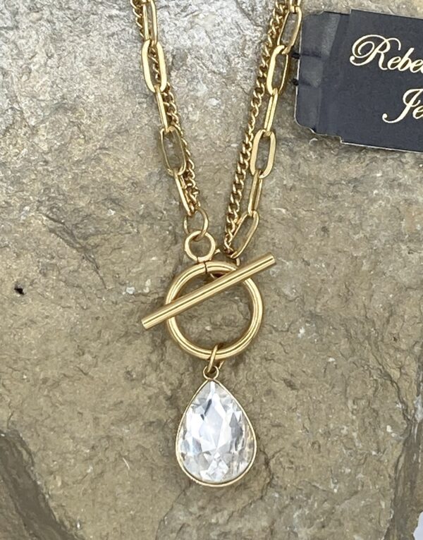 03526- Clear Crystal Teardrop Necklace; Suggested Retail: $14.00-16.00