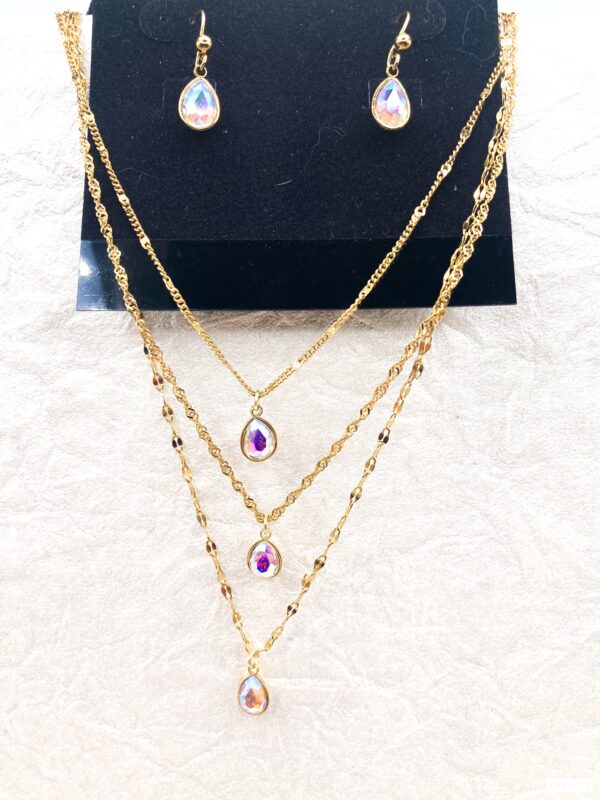 03503- Aurora Borealis Triple Layered Teardrop Set; Suggested Retail: $22.50-26.00