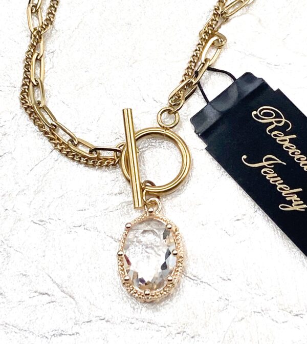 03565- Clear Crystal Toggle Necklace; Suggested Retail: $16.00-18.00