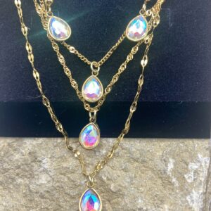 03503- Aurora Borealis Triple Layered Teardrop Set; Suggested Retail: $22.50-26.00