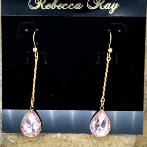 03518- Rose Crystal Teardrop Earring; Suggested Retail: $14.00-16.00