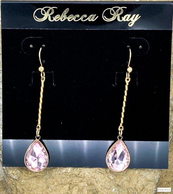 03518- Rose Crystal Teardrop Earring; Suggested Retail: $14.00-16.00