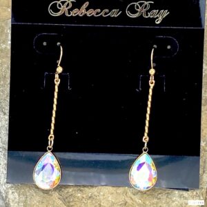 03520- Aurora Borealis Crystal Teardrop Earring; Suggested Retail: $14.00-16.00