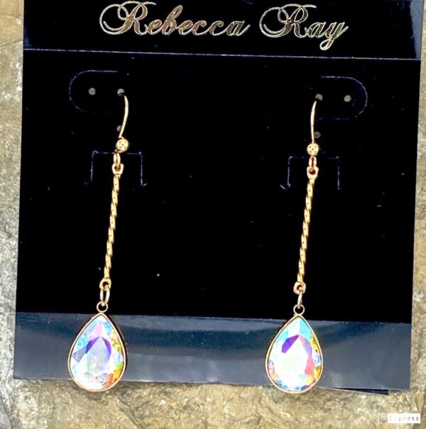 03520- Aurora Borealis Crystal Teardrop Earring; Suggested Retail: $14.00-16.00