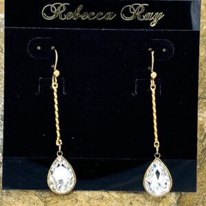 03521- Clear Crystal Teardrop Earring; Suggested Retail: $14.00-16.00