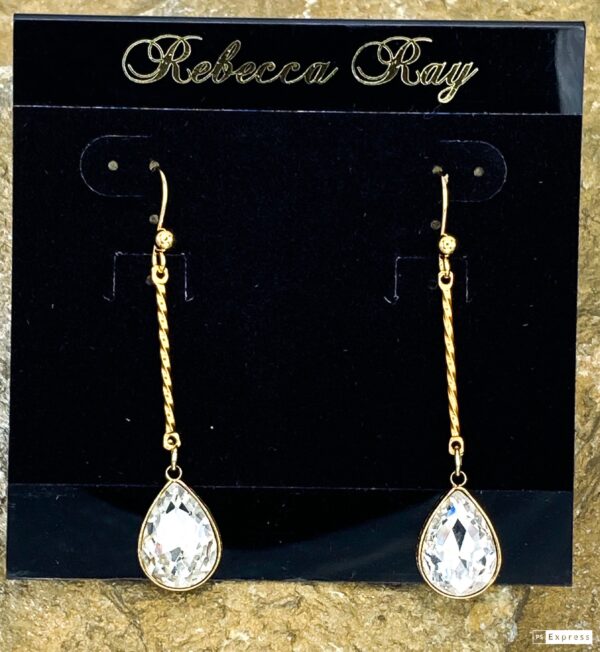 03521- Clear Crystal Teardrop Earring; Suggested Retail: $14.00-16.00