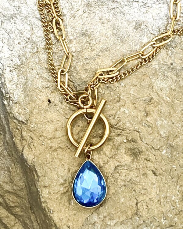 03523- Capri Blue Crystal Teardrop Necklace; Suggested Retail: $14.00-16.00