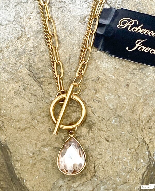 03524- Lt. Topaz Crystal Teardrop Necklace; Suggested Retail: $14.00-16.00