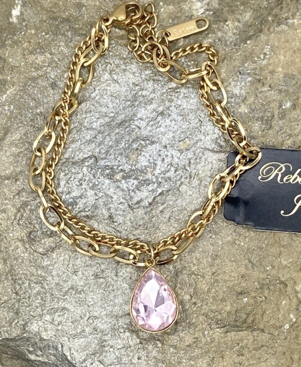 03530- Rose Crystal Teardrop Bracelet; Suggested Retail: $12.50-14.00