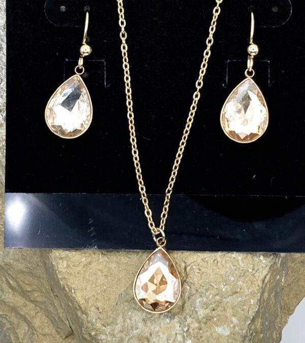 03506- Lt. Topaz Crystal Teardrop Set; Suggested Retail: $14.00-18.00
