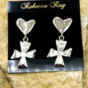 03569-Distress Heart/Cross Earring; Suggested Retail: $12.00-14.00