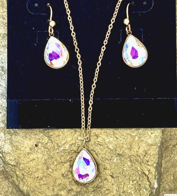 03508- Aurora Borealis Crystal Teardrop Set; Suggested Retail: $14.00-18.00