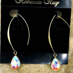 03513- Aurora Borealis Crystal Teardrop Earring; Suggested Retail: $10.50-14.00