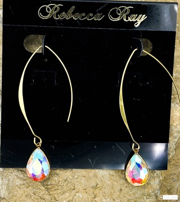 03513- Aurora Borealis Crystal Teardrop Earring; Suggested Retail: $10.50-14.00
