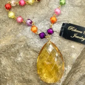 03577- Colorful Necklace with Crystal Drop; Suggested Retail $14.00-16.00