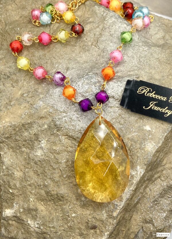 03577- Colorful Necklace with Crystal Drop; Suggested Retail $14.00-16.00